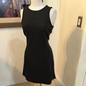 Hi-Tech Black/Grey Striped Sleeveless Dress Size Small